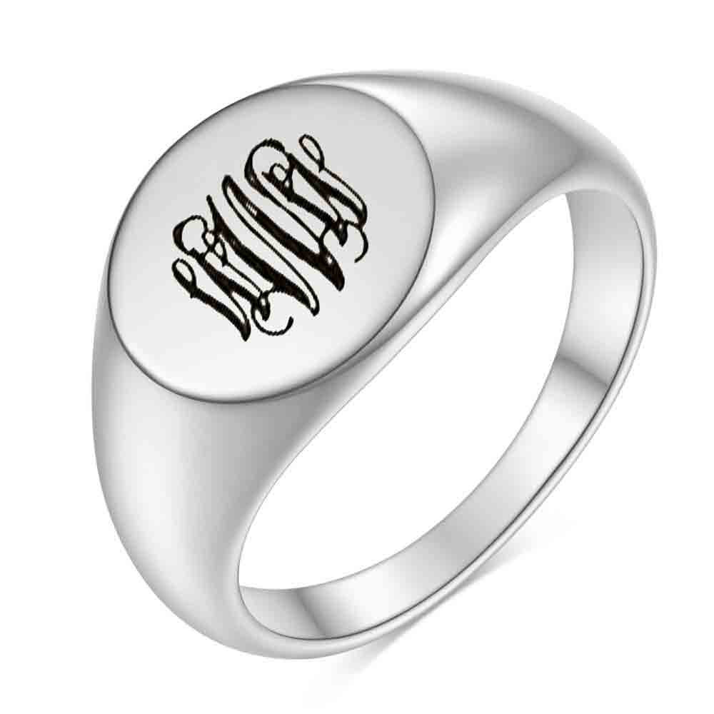 Stainless Steel 26 English Alphabet Printed Font Ring, Silver Color, Fashionable and Simple Titanium Steel Women's Ring