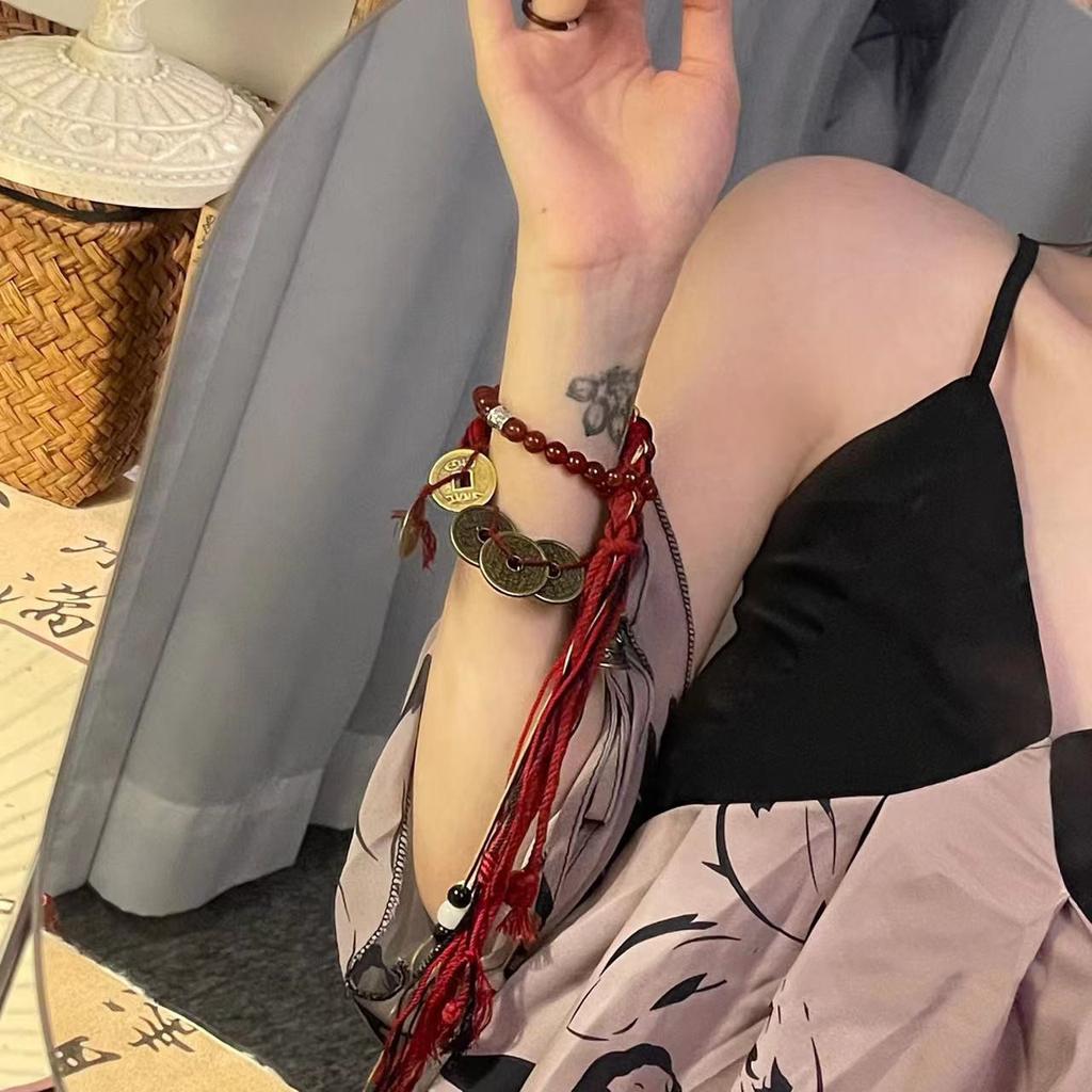 Fjellspøkelse Bruke Penger Armbånd Håndvevd Kobbermynt Duskete Håndtau Ny Kinesisk Retro Etnisk Stil Nisjedesign Smykker