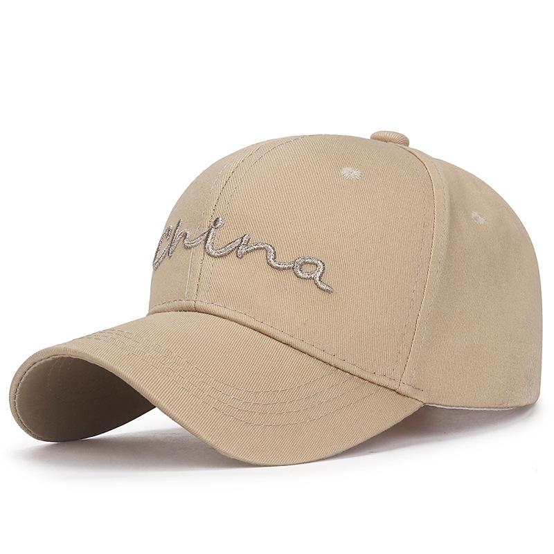 Spring Embroidery Cotton Baseball Cap Women Youth Sun Hat бежевый