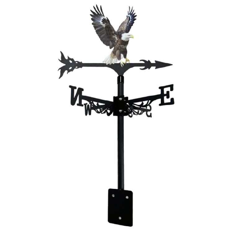 Yard Fence Wind Vane with Bird Shape, Metal Structure and Direction Marker Layout for Garden Display Placement Use