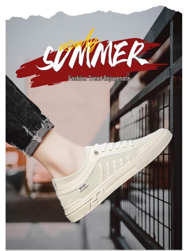 Sommarherrarnas Mesh Andningsbara Slip-on Sneakers: Luktbeständiga Flyknit Körskor för Skate