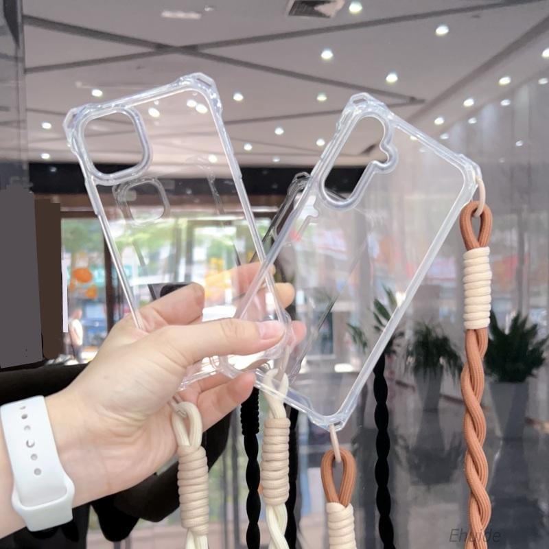 Four Corners Strap Case For Samsung Galaxy A56 A36 A16 A26 A55 S26 Ultra S25 FE Crossbody Cord Lanyard Shockproof Clear Cover