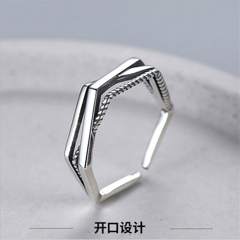 Retro Distressed Winding Twist Personality 925 Sterling Silver Jewelry Multi-layer Cross Line Exquisite Opening Rings TYB469 серебряный