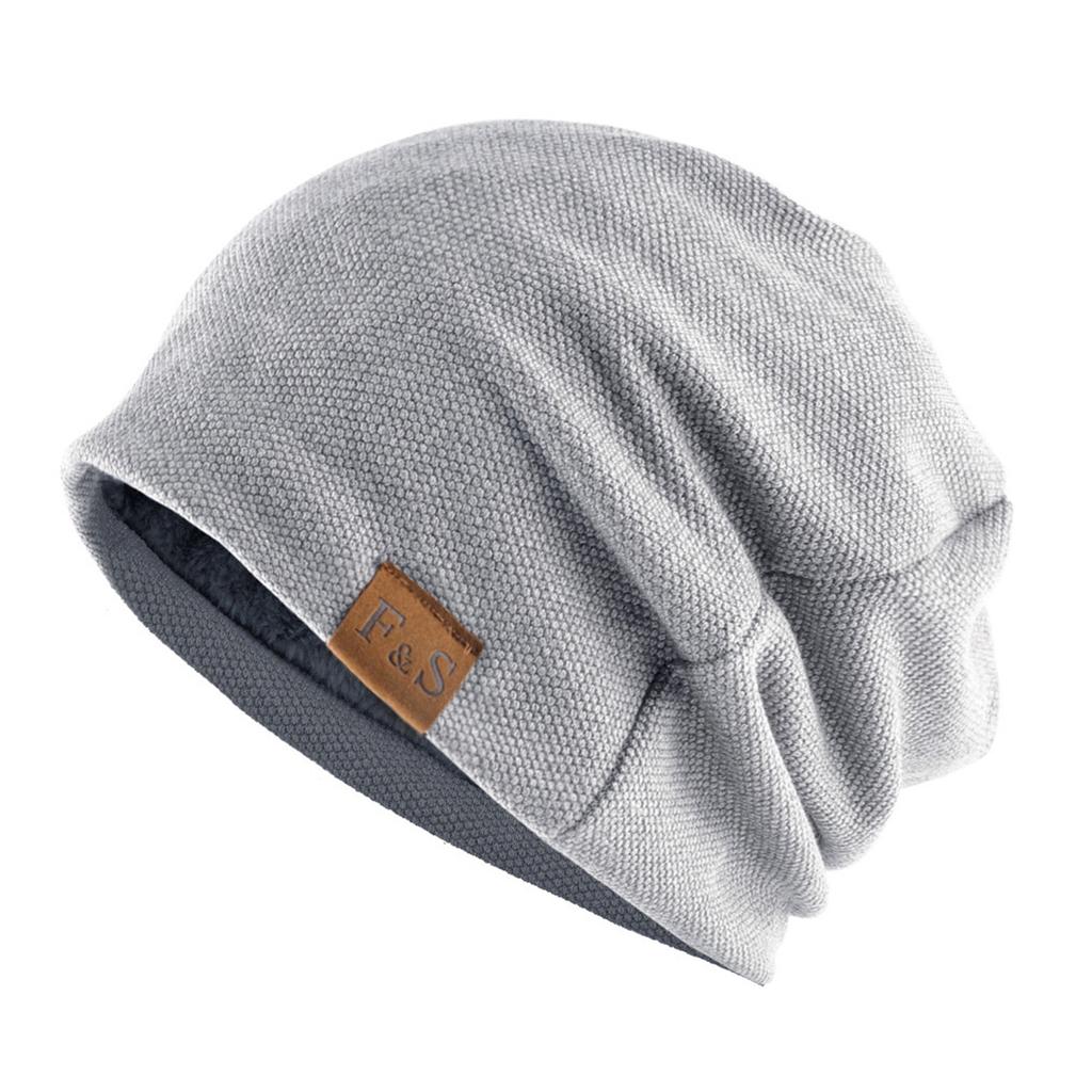 Autumn Winter Beanie Caps Casual Thermal Elastic Knitted Cotton Sports Warmer Casual Headwear Knitted Solid Unisex
