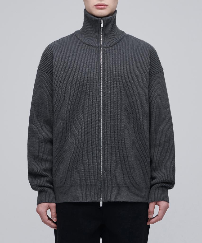 Musinsa Standard Relaxed Ribbed Knit Zip-Up [Gray]