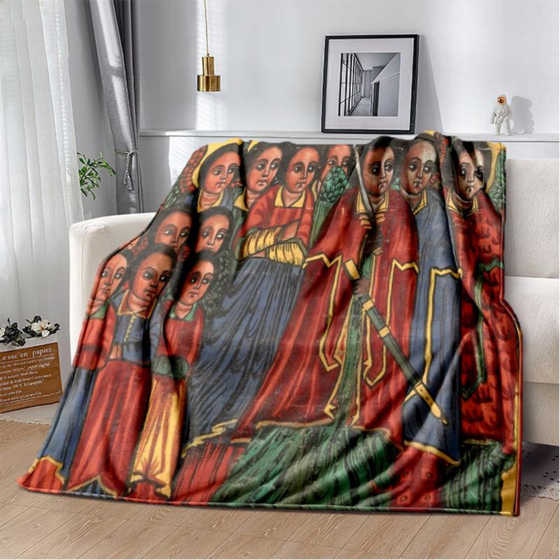Ethiopian Painting Art Africa Blanket,Soft Throw Blanket for Home Bedroom Bed Sofa Picnic Travel Office Rest Cover Blanket Kids
