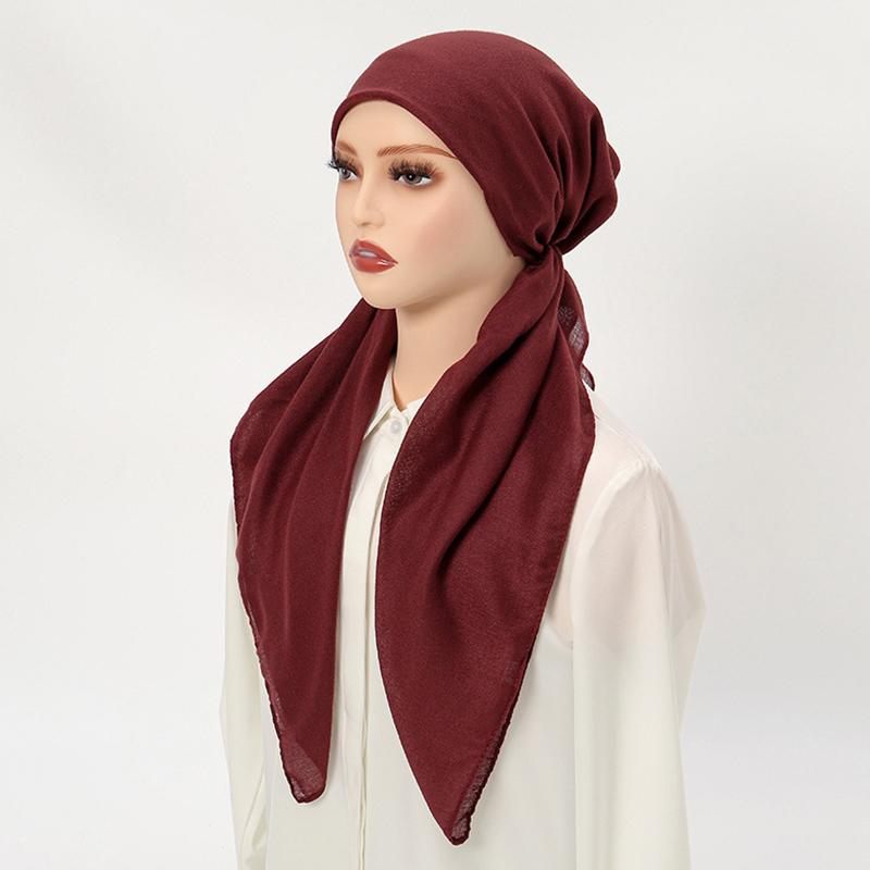 1 szt. Hidżab Szalik na głowę Damski Wrap Muzułmański Jednolity kolor Zakrycie Wypadanie włosów Rak Chemioterapia Czapka Turban
