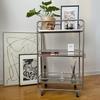 Nordische RVS Bijzettafel Woonkamer Mobiele Trolley met Wielen Opbergrek Keuken Multifunctioneel Opbergrek