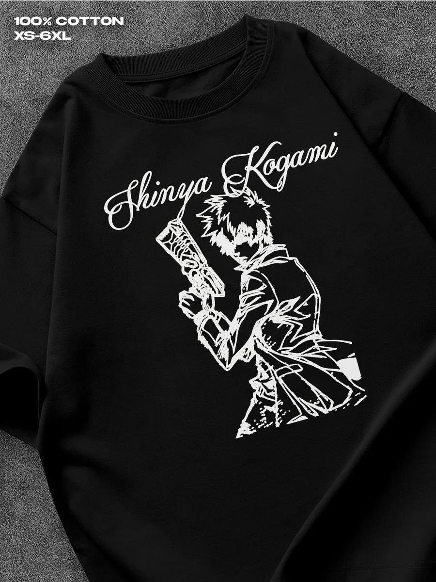 

Psycho‑Pass Shinya Kogami black T‑shirt Mens Tshirt Womens Tshirts with Letters Print Short Sleeves T-Shirt Casual Street Tee Shirt Top M