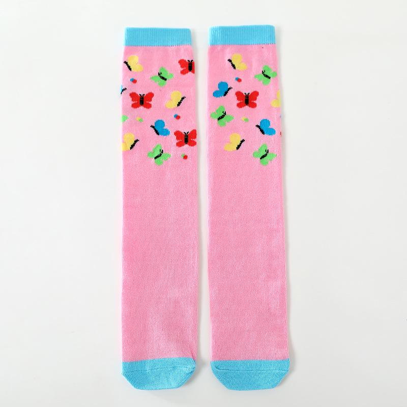 Șosete Tub din Bumbac cu Dungi Curcubeu pentru Copii - Lungime Medie până la Peste Genunchi pentru Băieți și Fete