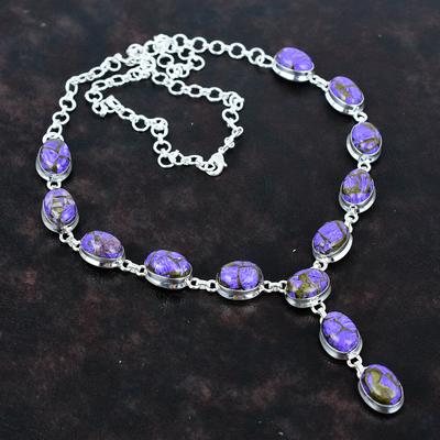 Kupfer Charoit Halskette Original Edelstein Halskette 925 Sterling Silber Halskette Verstellbare Kettenhalskette Handgefertigter Schmuck Geschenke für Mutter