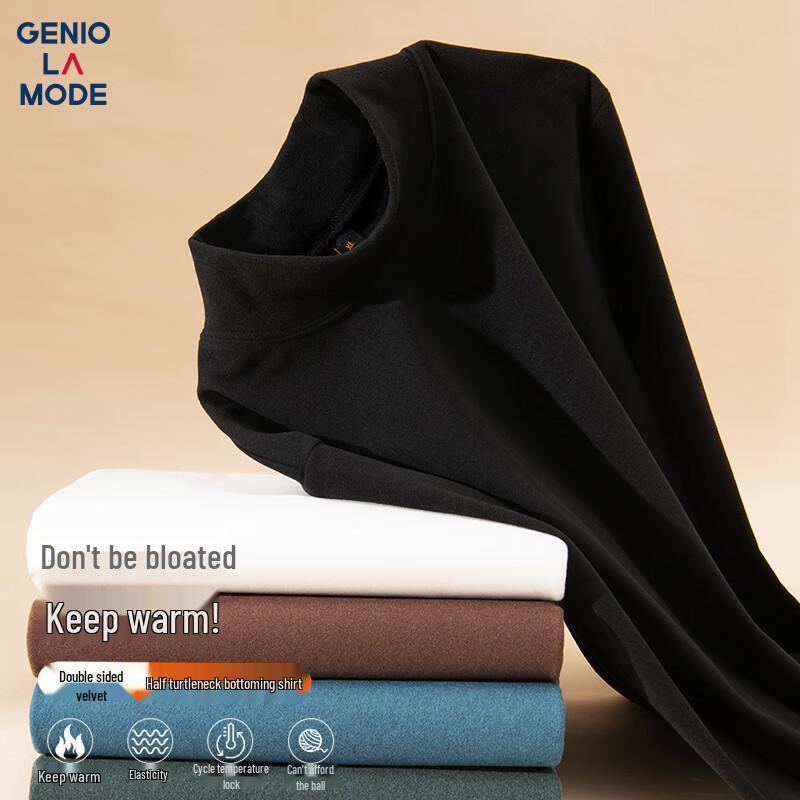 GENIOLAMODE Men s Fleece-Lined Half-Turtleneck T-Shirt 2XL