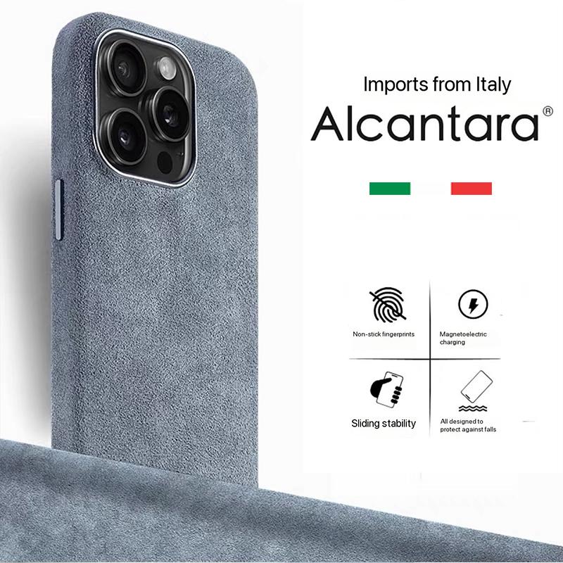 Real for Alcantara with Magsafe Case for IPhone 16 17 Pro Max 15 14 Luxury Magnetic Supercar Interior Leather Magnet Phone Cape