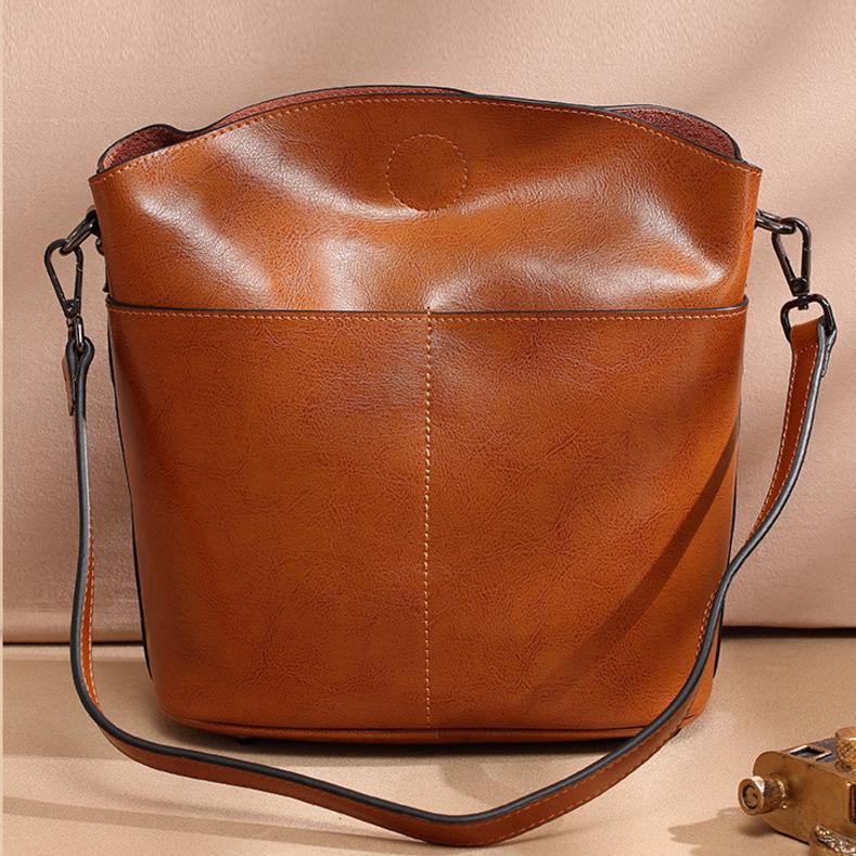 Fashionable Single-shoulder Leather Bag for Women, Casual Women's Bag, Versatile and Simple Leather Crossbody Bag