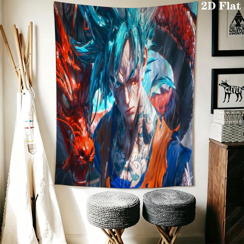 Son Goku Wall Tapestry Aesthetic Wall Hanging Printed Fabric Blanket Decorative Tapestries For Bedroom Living Room Home Decor