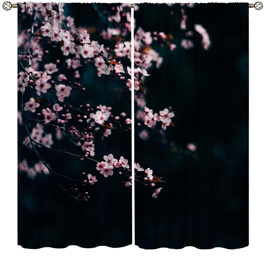 Boho Floral Curtain Flower Spring Wildflower Vintage Plant Bedroom Living Room Home Drapes Window Treatments Panel Curtains Polyester Area Decor