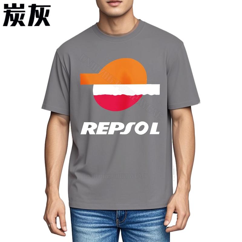 Lustiges T-Shirt Streetwear Weiches Baumwoll-T-Shirt Repsol Logo Auf Schwarzem Shirt Erwachsenen Kurzarmshirt Anime Minimalistisches T-Shirt Kurz