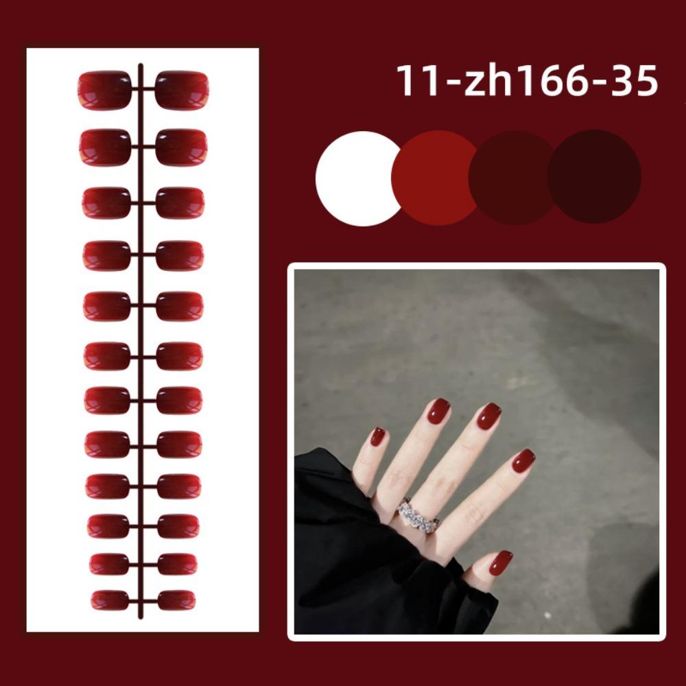 24 ks celoplošné krátké čtvercové umělé nehty mini nehty na nehty, jednobarevné umělé nehty pro ženy