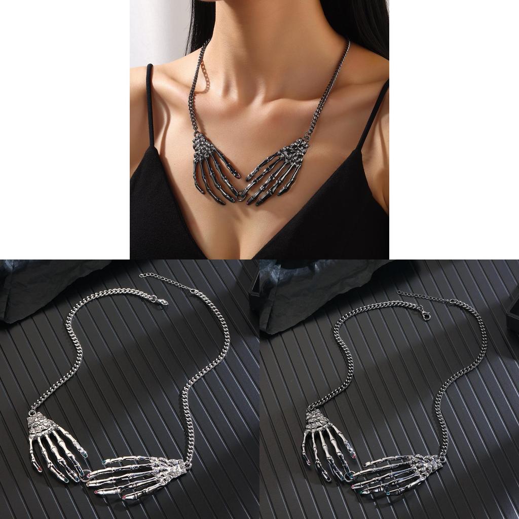 Halloween Skeleton Necklace With Water Wave Chain For Women Halloween Jewelry