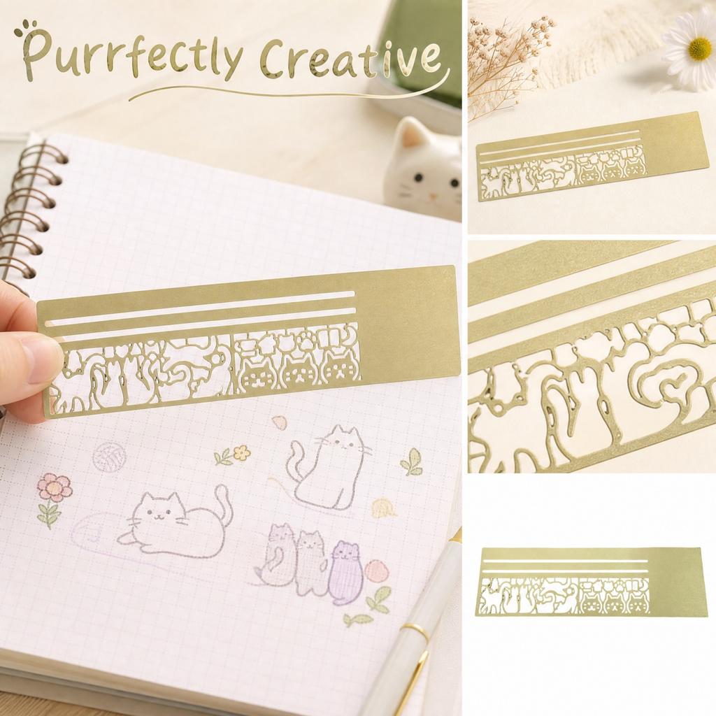 Form-Multifunktions-Lineal mit süßen Designs zum Journaling und Basteln