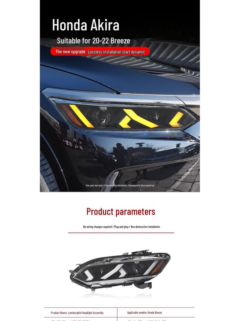 LED Daytime Running Lights & Flowing Turn Signals for 20-22 Honda Breeze Headlight Assembly