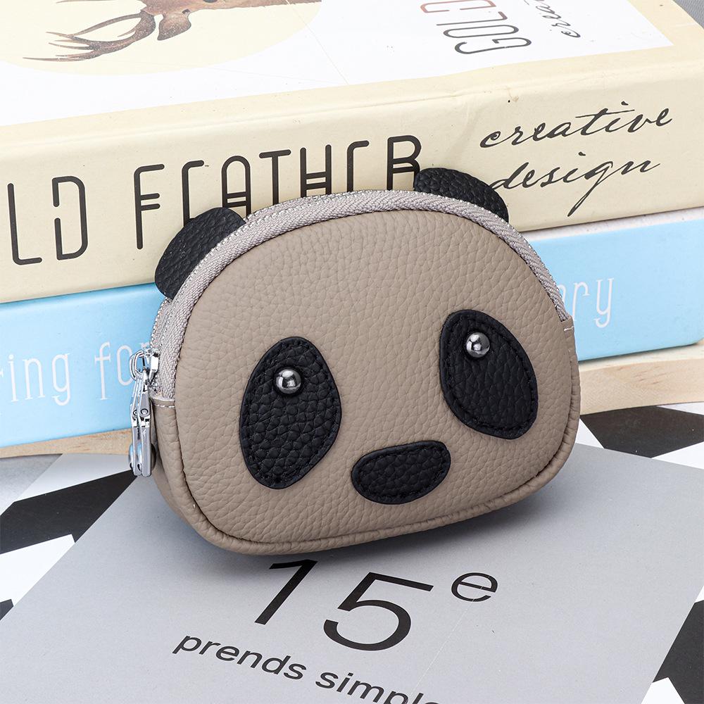 Women's Genuine Leather Large Capacity Double Zipper Coin and Lipstick Pouch