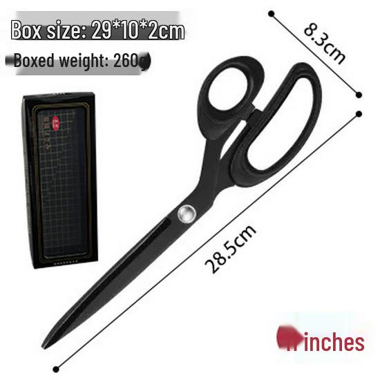 Professional Fabric Cutting Scissors: Tailoring, Dressmaking, Household Sewing, Crafting - Large, Blackened