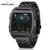 Montre numérique rétro pour hommes, Style industriel en métal, étanche 50M, montres de Sport pour hommes, heure mondiale