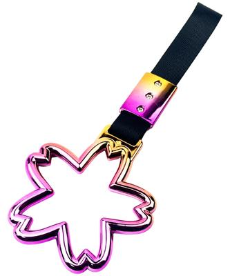 HTharros Car Hanging Leather Sakura Shape Interior Accessory Cherry Blossom Rainbow Car Handrail Decoration
