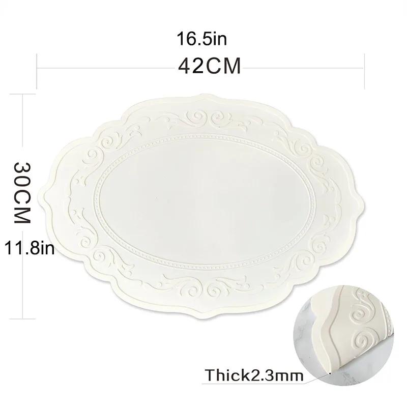 Coffee Mat Table Mat Silicone Engraving Place Mat Vintage Pattern Table Mat Floral Dining Table Kitchen 42x30 cm