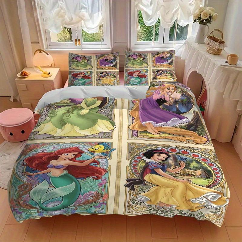 3pcs The Little Mermaid Ariel & Friends Bedding Set Includes Quilt Cover and Pillowcases, Suitable for All Seasons B094