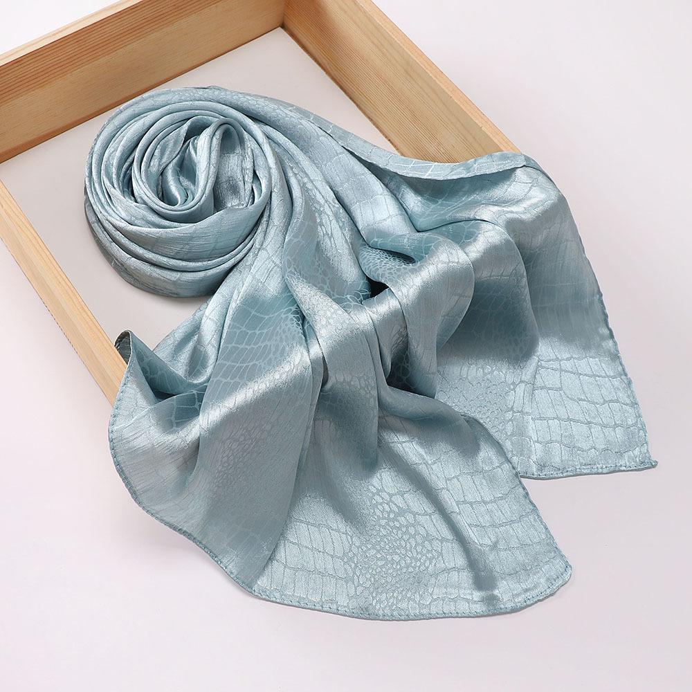 70*170CM Malaysia New Simulation Silk Silk Satin Jacquard Crocodile Pattern Long Scarf Women Shawl Wrap Head Cover