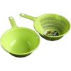 Fresh New Handled Strainer, Ball, Green, with Spouts on Both Sides, for Draining Noodles, Vegetables, and Mixing