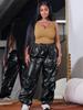 European & American Women's Fashion Casual Long Pants with Solid Color & 3D Pockets