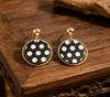 Retro Cute Polka Dot Color Block Earrings: Japanese-Korean Leather & Alloy Studs for Women