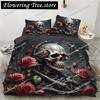 Skull Wedding Cartoon Comforter Sets Bedding Set Double Queen King Twin Full Size Duvet Cover Set Kids Girls White Bed Linen