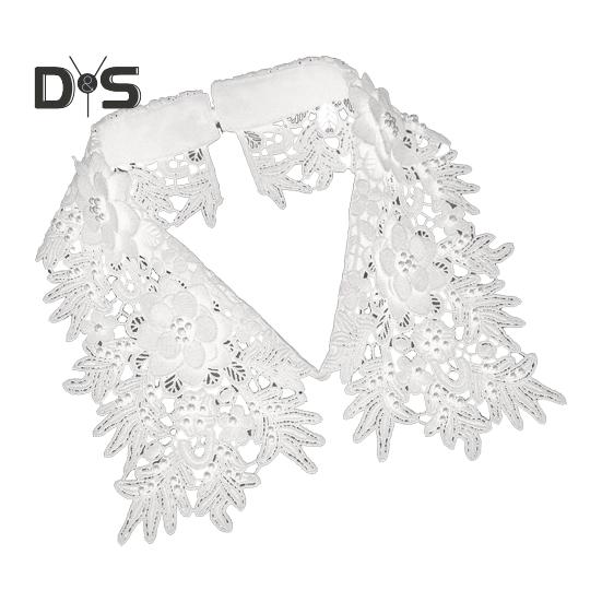 

Женский поддельный воротник с лацканами, вышитый цветочный узор, однотонный воротник, формальный воротник, удлиненный воротник рубашки белый