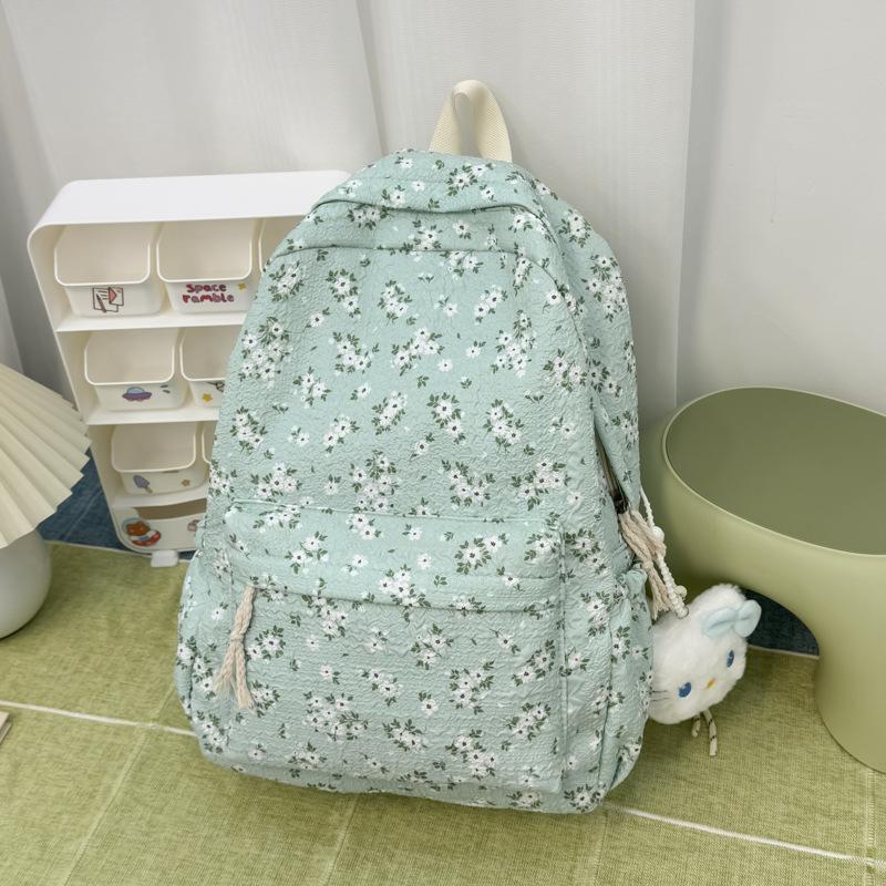 Schoolbag New Japanese Ins Style Literary Floral Schoolbag Women's High Value Fresh and Versatile Backpack Leisure Travel Backpack