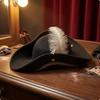 Flannel Pirate Hat Feather Decoration Retro Lace Trim