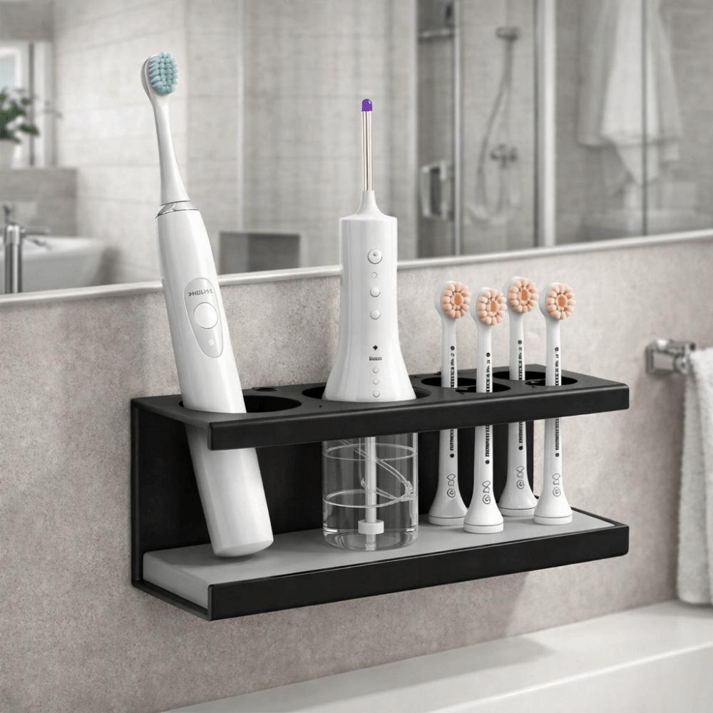 Large Capacity Toothbrush Toothpaste Holder Space Aluminum Makeup Brush Rack For Bathroom