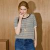 COOLHUT Women's Color-Block Striped Short Sleeve Knit Top