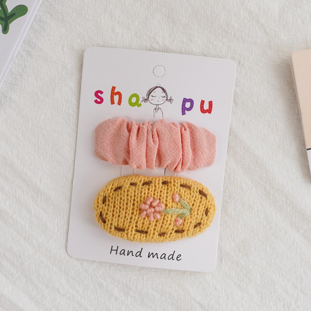 Cute Children Hair Pins Matte Cartoon Fruit Plant Fabric Embroidery BB Hair Clips for Girl Korea Simple Fashion Hair Accessories