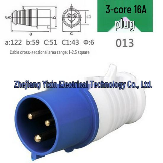 Solid Copper Waterproof Aviation Plug, 3/4/5 Pin, 16A/32A Connector
