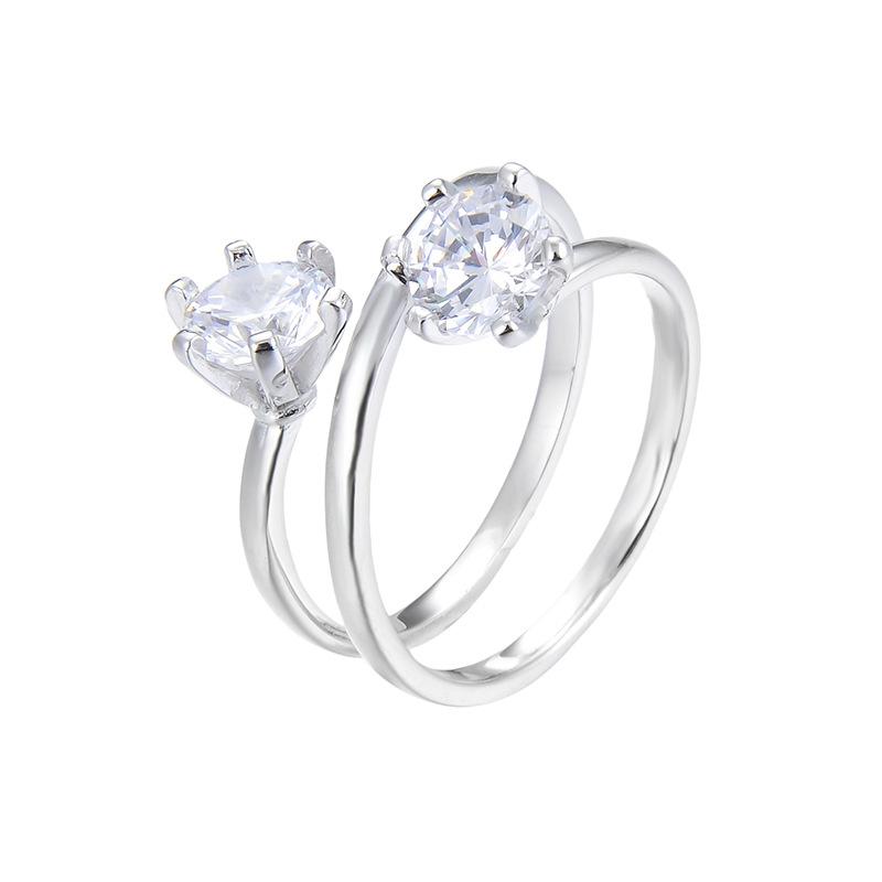 Lindon Classic 925 Sterling Silver Zircon Ring Ladies Jewelry Wedding Promise Party Gift
