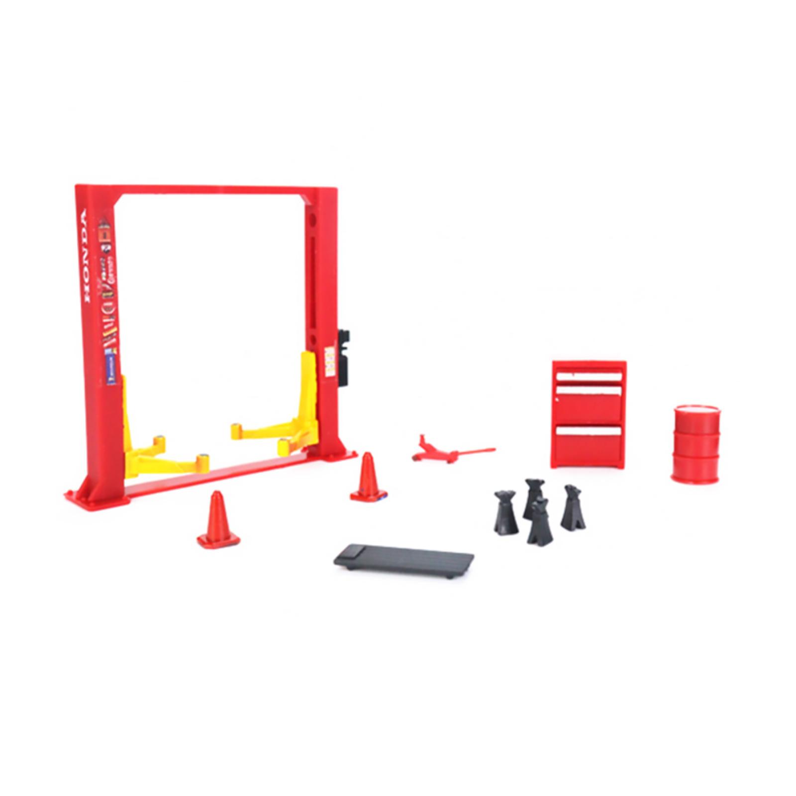 

12Pcs/Set 1/64 Garage Maintenance Tools Set ABS Model Car Display Diorama Repair Tool Sets Model 1/64 Scene with Garage Lift Kit червоний