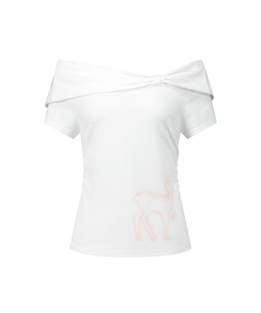 ILLIGO Sasso Dear Bow Off-Shoulder Tee White