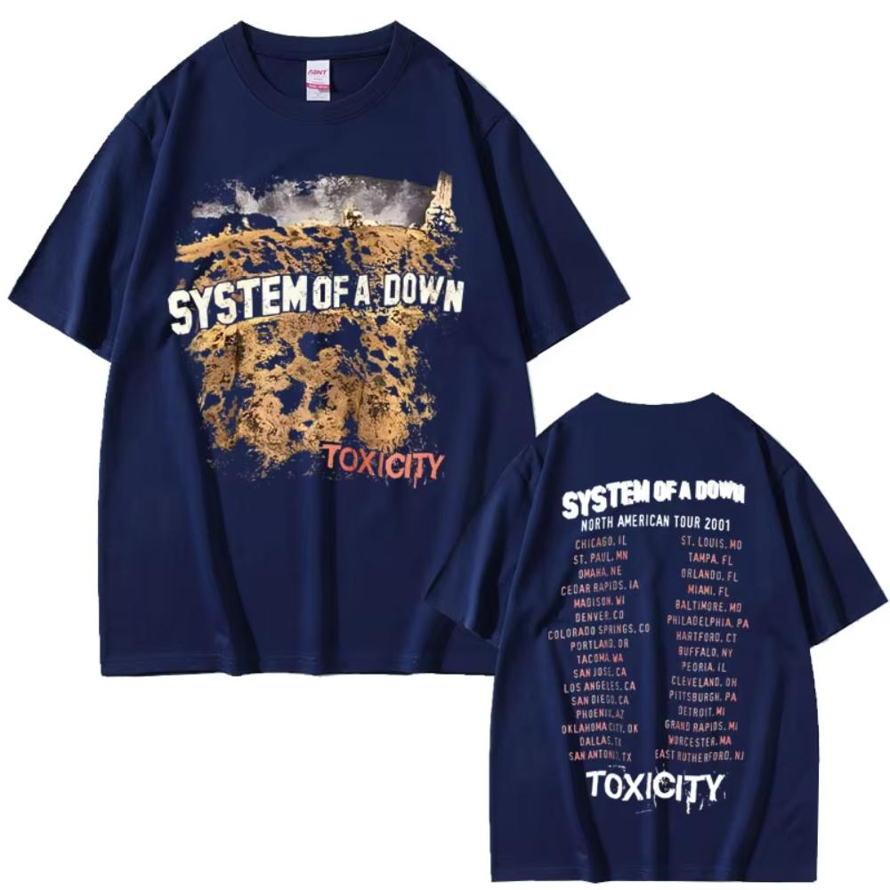 Vintage Rock Band System of A Down Toxicity Tour T Shirts Men's Women Gothic Punk Rock T-shirts Men's Hip Hop Oversized T Shirts