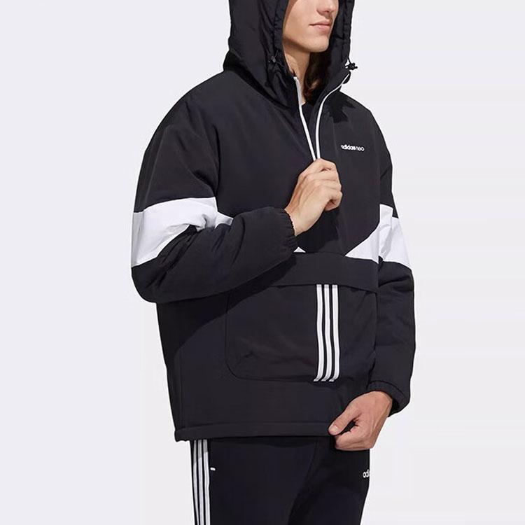 Adidas Jachetă cu glugă cu mânecă lungă Neo Color Block Jachete pentru bărbați Negru Alb H45244