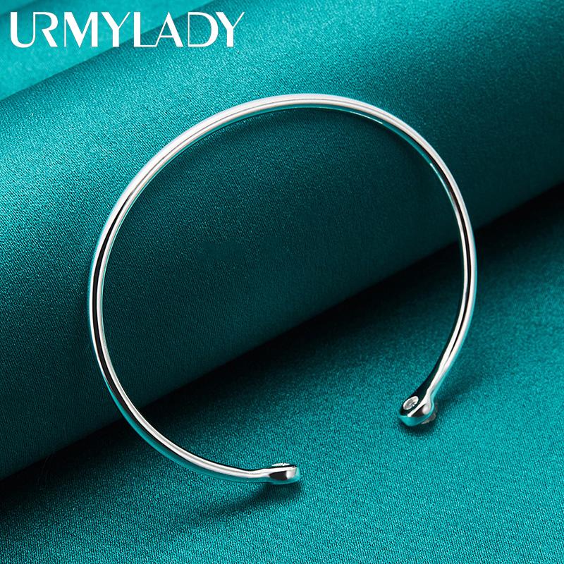 925 Sterling Silver 4mm C-Type Double Head Spiral Bangles Bracelet For Women Wedding Engagement Fashion Charm Jewelry