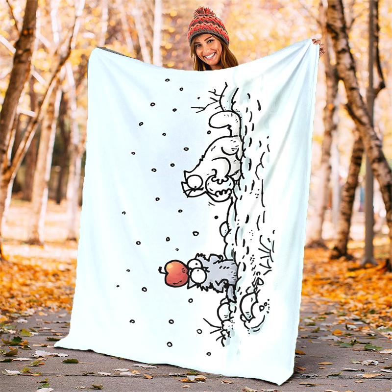 Simon's Cat Flannel Blanket Soft Warm All-Season Throw, Design for Camping, Car Travel, Hiking Sofa, Bed, Office Perfect Gift for Parties